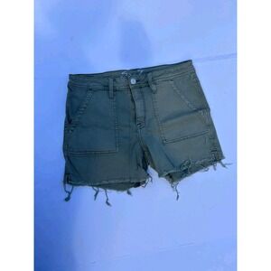 Signature Levi Strauss Olive Green Cutoff Denim Shorts Womens 12‎ Raw Hem